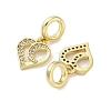 Brass Micro Pave Cubic Zirconia European Dangle Charms KK-D325-19G-01-2