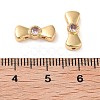 Brass Pave Pink Cubic Zirconia Bowknot Multi-Strand Links KK-B102-37B-01G-3