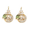 Brass Clear Cubic Zirconia Glass Pendants ZIRC-C024-21G-2