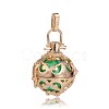 Golden Plated Brass Hollow Round Cage Pendants KK-J246-09G-1