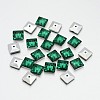Back Plated Faceted Square Taiwan Acrylic Rhinestone Beads ACRT-M04-7-01-1