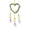 Heart Natural Green Aventurine Chips Hanging Ornaments HJEW-G024-01E-2