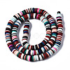 Flat Round Handmade Polymer Clay Bead Spacers CLAY-R067-4.0mm-M2-2