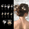 2 Sets 2 Styles Floral Brass Hair Combs OHAR-ME0001-04-1