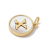 Brass Pave Natural Shell Flat Round with Letter Charms KK-Z115-13G-X-2