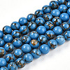 Synthetic Gold Line Turquoise Beads Strands G-A255-A03-04A-4