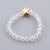 Electroplate Glass Beads Stretch Finger Rings RJEW-JR00238-M-4