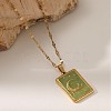 304 Stainless Steel Enamel Moon Tarot Card Pendant Dapped Chain Necklaces for Women WGFB52B-02-1