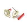 Rack Plating Golden Alloy with ABS Pearl Stud Earring Findings EJEW-B036-03G-12-2