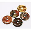 Donut/Pi Disc Natural Gemstone Pendants G-L234-30mm-03-1