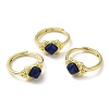 Adjustable Natural Mixed Gemstone Rhombus Finger Rings RJEW-M155-08G-2