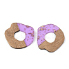 Transparent Resin & Walnut Wood Pendants RESI-S389-050A-B01-2