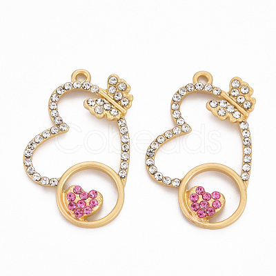 Rack Plating Alloy Rhinestone Pendants PALLOY-Q433-005-RS-1