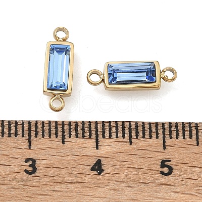 Birthstone 304 Stainless Steel Rhinestone Connector Charms STAS-L022-576G-09-1