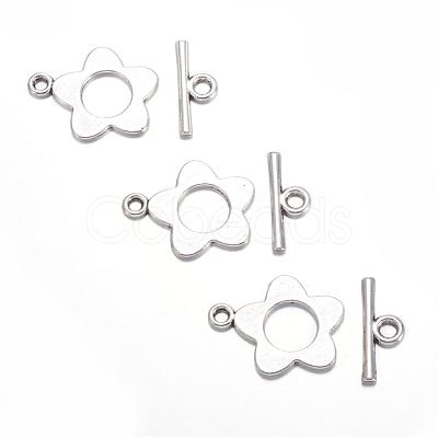 Flower Tibetan Style Alloy Toggle Clasps X-A0977Y-1