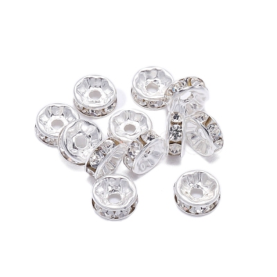 Rondelle Brass Rhinestone Spacer Beads FS-WG29681-02-1