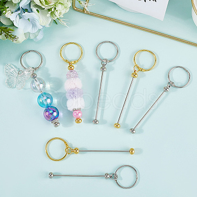 10Pcs 2 Colors Iron Bar Beadable Keychain Clasps AJEW-SC0003-90-1