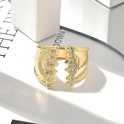 Brass Micro Pave Clear Cubic Zirconia Cuff Finger Rings for Women RJEW-B112-14G-1