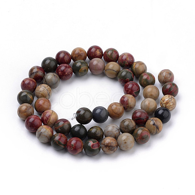 Natural Polychrome Jasper/Picasso Stone/Picasso Jasper Beads Strands X-G-S259-23-8mm-1