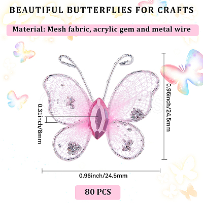 80Pcs Lace Butterfly Display Decorations DIY-CP0012-97-1