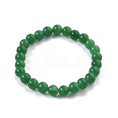 Natural Malaysia Jade(Dyed) Bead Stretch Bracelets BJEW-K212-B-013-1