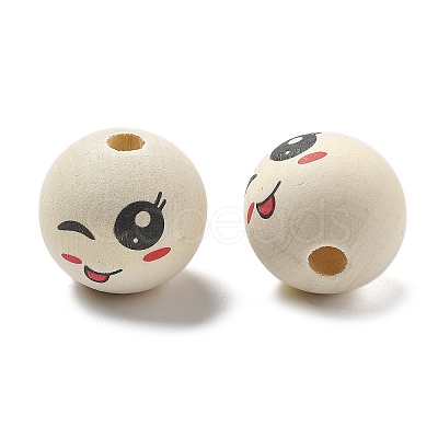 Printed Schima Wood European Beads WOOD-G023-14B-1