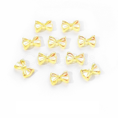 Electroplated Bowknot Resin Cabochons MRMJ-R128-16G-1