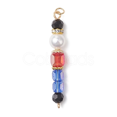 Glass & Shell Pearl & Brass Beads Pendants PALLOY-JF04806-1