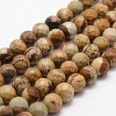 Natural Picture Jasper Beads Strands G-D840-47-4mm-1