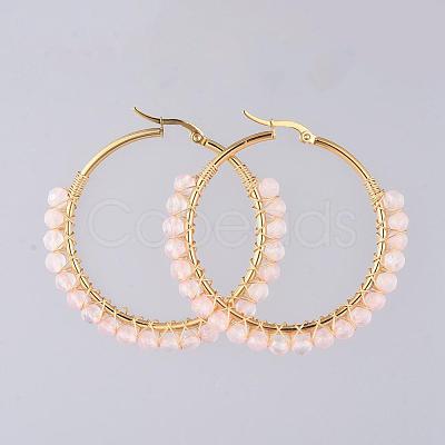 Beaded Hoop Earrings EJEW-JE03830-03-1