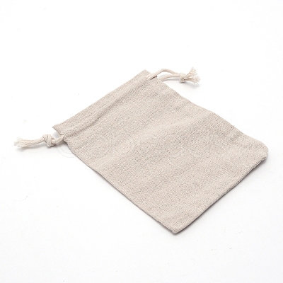 Flax Cloth Blank DIY Craft Drawstring ABAG-WH0005-48C-1
