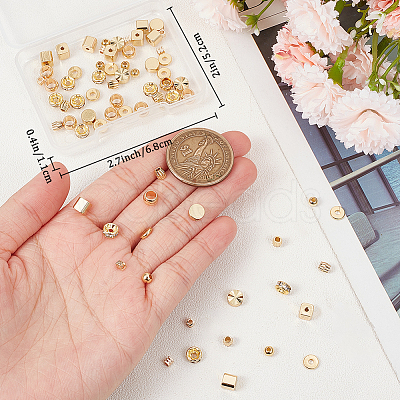 80Pcs 8 Styles Brass Spacer Beads KK-BBC0011-35-1