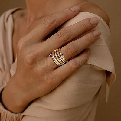 Brass Micro Pave Cubic Zirconia Finger Rings FS-WG6545E-34-1