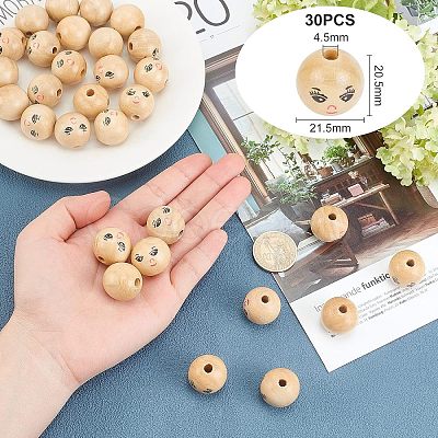 Fingerinspire 30Pcs Natural Wood Beads WOOD-FG0001-15A-1