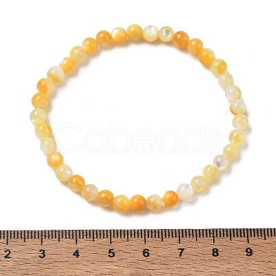 5MM Natural Yellow Shell Round Beaded Stretch Bracelets SH-CBACA76-18A-1