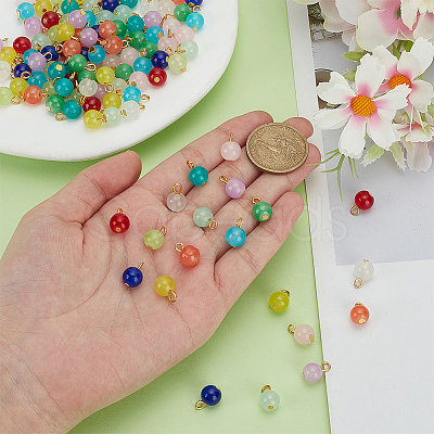 120Pcs 12 Colors Baking Paint Imitation Jade Glass Charms PALLOY-HY00035-1