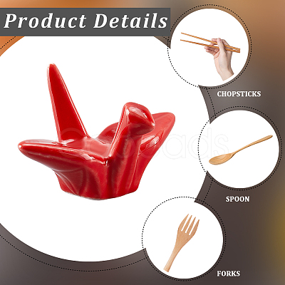 Paper Crane Ceramic Chopstick Stands DJEW-WH0058-12C-1