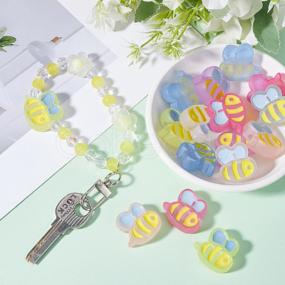 42Pcs 7 Colors Transparent Acrylic Beads MACR-SC0001-98-1