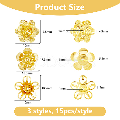 45Pcs 3 Styles Brass Beads KK-DC0004-72-1