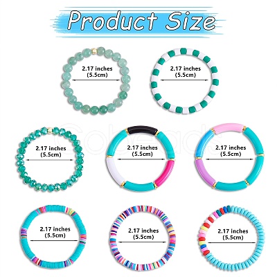 8Pcs 6 Style Synthetic Imperial Jasper & GLass Beaded Stretch Bracelets Set BJEW-SW00086-05-1