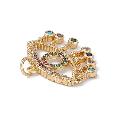 Brass Colorful Cubic Zirconia Pendants KK-E068-VA186-2-1