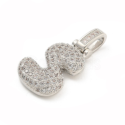 Brass Micro Pave Clear Cubic Zirconia Pendants KK-B099-01P-S-1