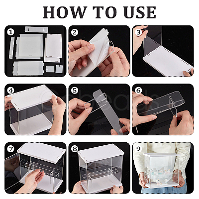 2-Tier Transparent Acrylic Minifigures Display Case ODIS-WH0043-68A-1