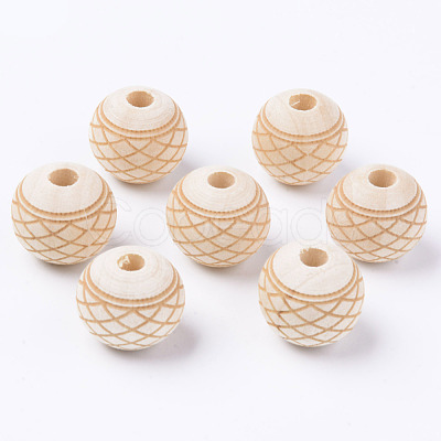 Unfinished Natural Wood European Beads WOOD-S057-020A-1