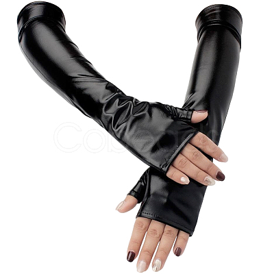 Polyester Long Fingerless Gloves AJEW-WH20018-117B-1