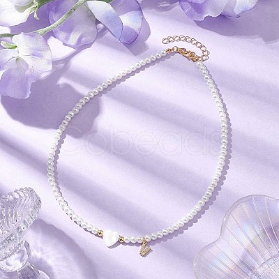 Brass Micro Pave Grade AAA Cubic Zirconia Letter Pendant Necklaces NJEW-JN04771-22-1