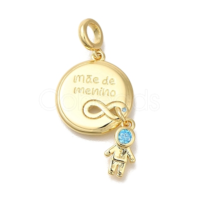Brass Cubic Zirconia European Dangle Charms KK-R002-23G-01-1