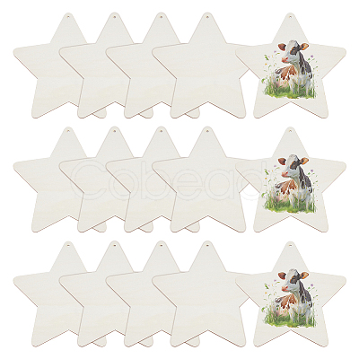 15Pcs Unfinished Wood Pendant Decorations WOOD-DC0001-25A-1