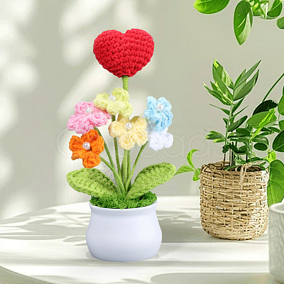 1Pc Hand Knitted Potted Plants Crochet Flower DJEW-SC0001-15D-1