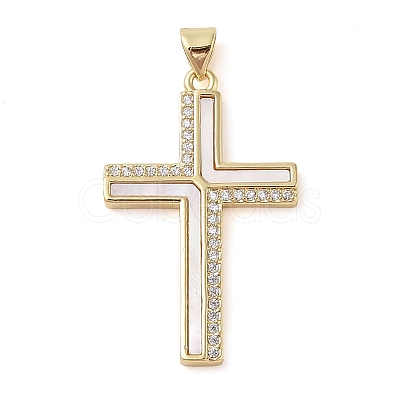 Brass Micro Pave Cubic Zirconia Pendants KK-I712-52G-02-1